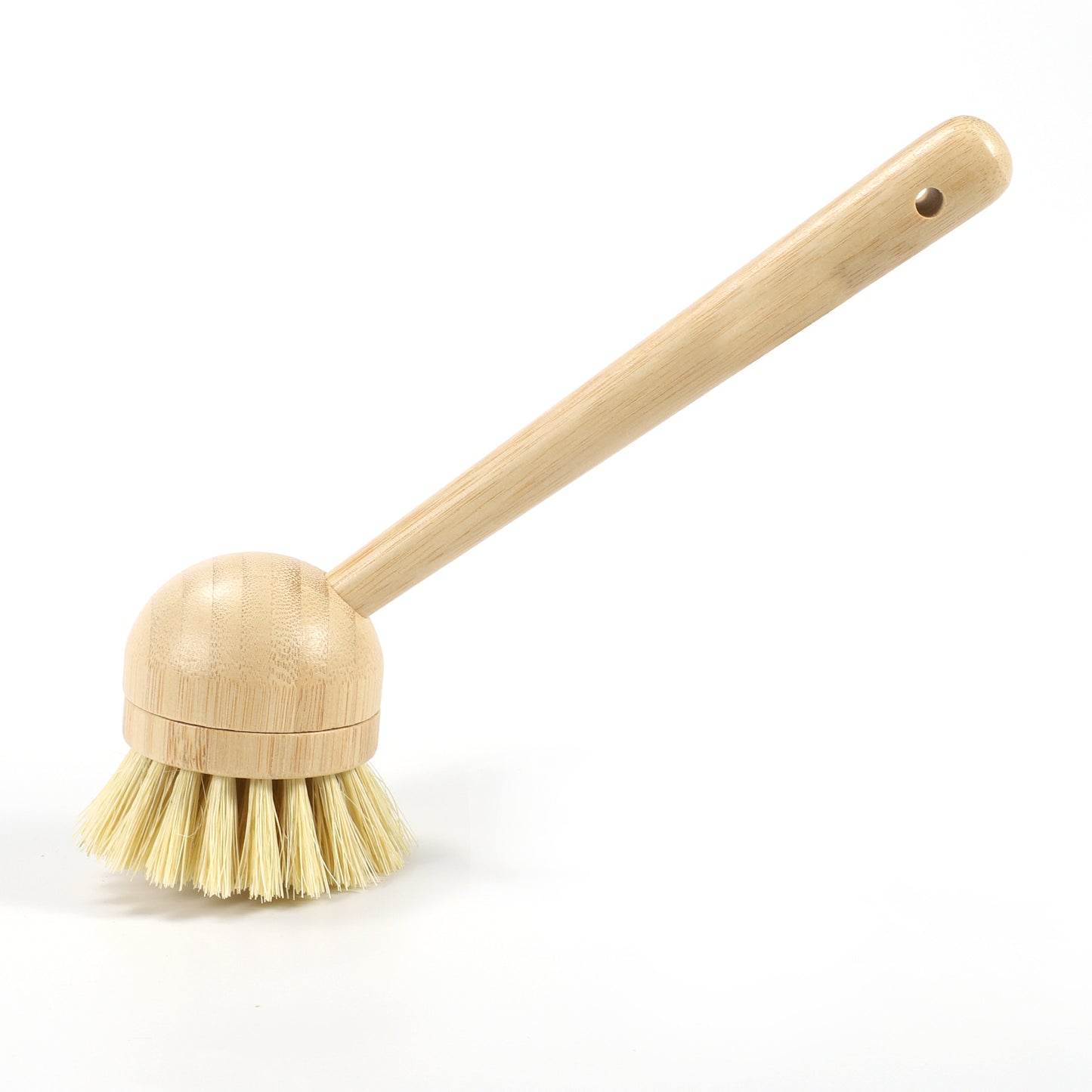 Eco-Friendly Kitchen Cleaning Set – Bamboo Long Handle Brush with 3 Replaceable Heads & 5 Non-Scratch Sisal Scrub Pads